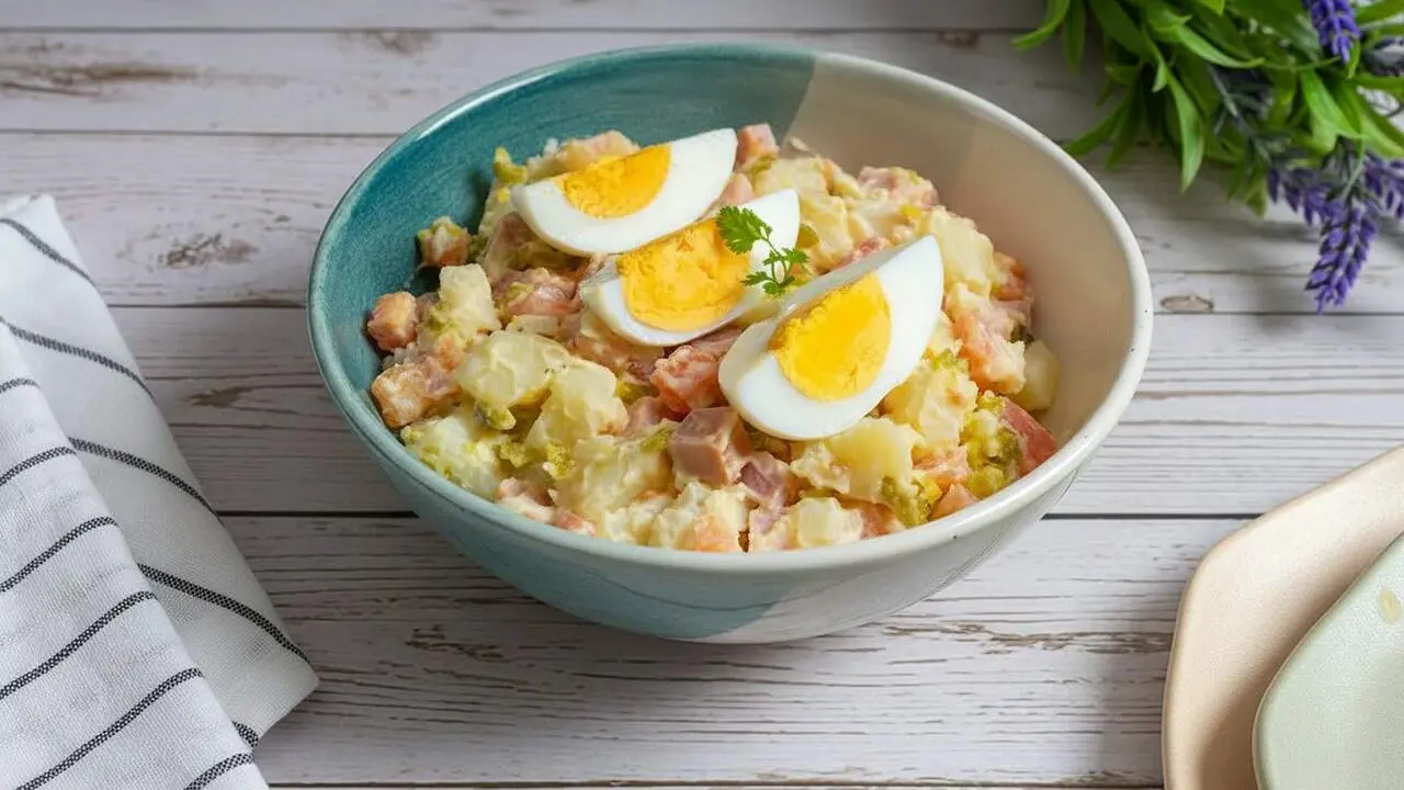  Ensalada piamontesa italiana tradicional amb verdures fresques i patates delici&oacute;s recepta saludable &mdash; Imagen generada por IA 