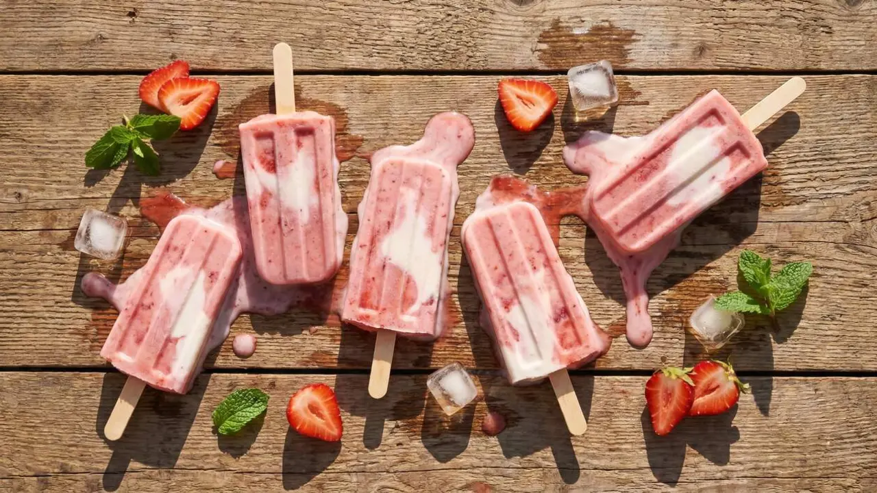 Gelats casolans de maduixa amb crema per a un estiu refrescant i delici&oacute;s en fam&iacute;lia &mdash; Imagen generada por IA
