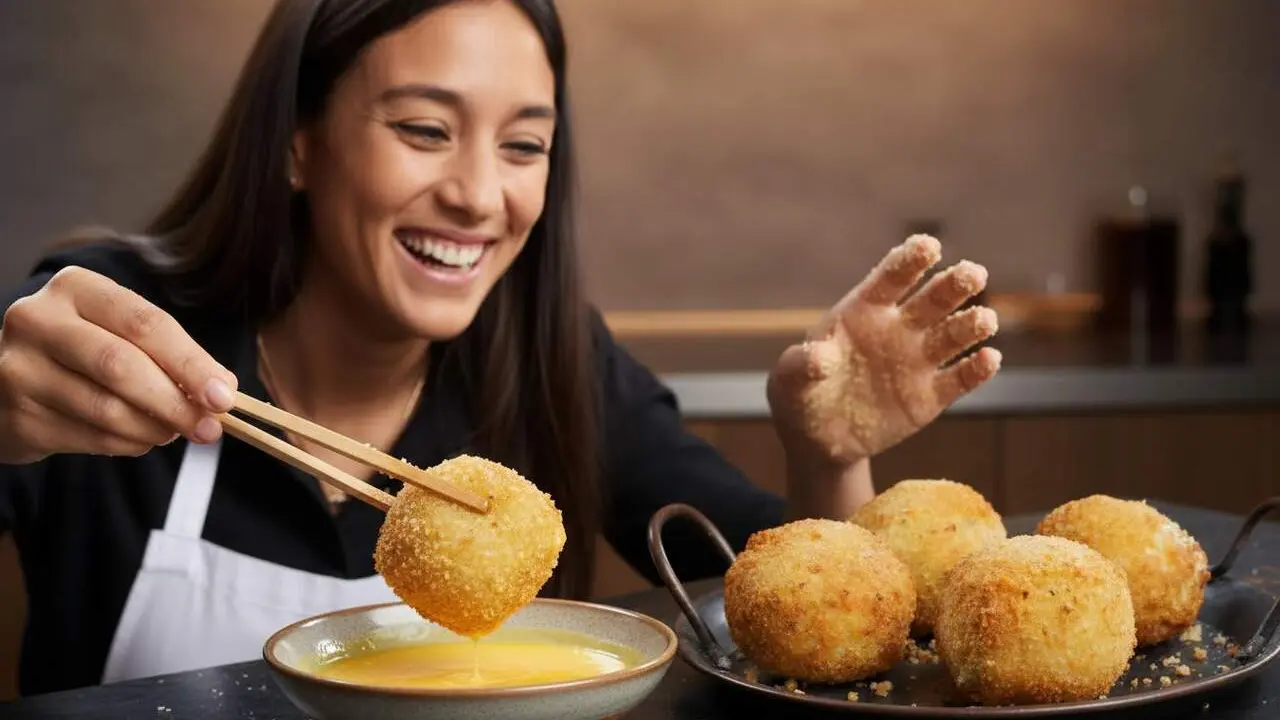  Maria Lo ensenya com preparar croquetes perfectes amb panko i ou per a un fregit cruixent i delici&oacute;s &mdash; Imagen generada por IA 