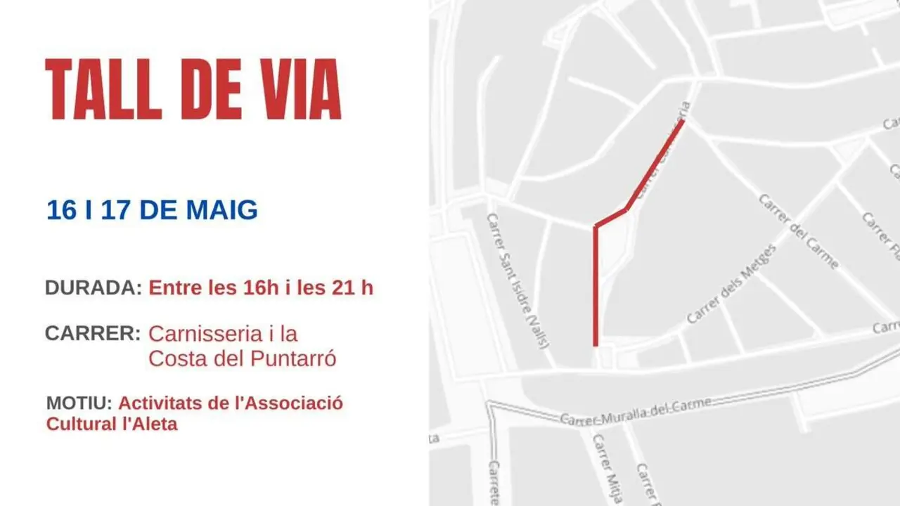 Tall de carrer a Valls els dies 16 i 17 de maig per activitats culturals amb afectaci&oacute; de tr&agrave;nsit local &mdash; Imagen de la Fuente 