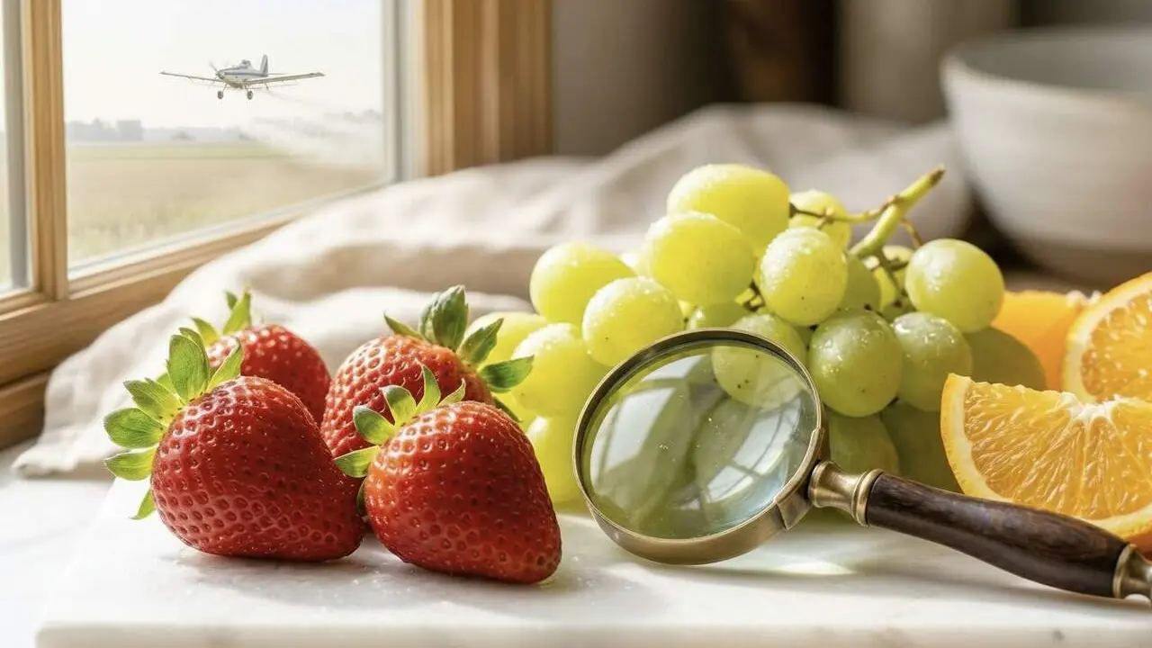  An&agrave;lisi de les fruites m&eacute;s contaminades amb pesticides a Europa segons l&rsquo;informe EFSA 2024 &mdash; Imagen generada por IA 