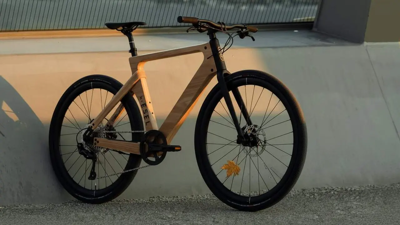 Bicicletes el&egrave;ctriques d&rsquo;Esel Bikes amb quadre de fusta sostenible i disseny innovador ecol&ograve;gic i retro &mdash; Imagen generada por IA 