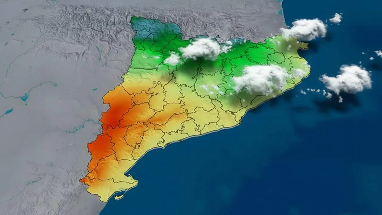  Cels clars i calor intensa amb temperatures de fins a 33 graus a Ponent aquest dijous a Tarragona &mdash; Imagen generada por IA 