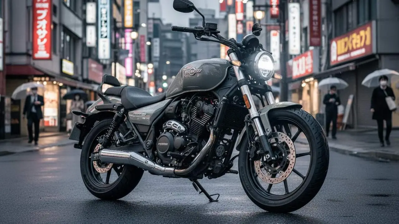  Hyosung GV250X Roadster amb motor V2 moderna i estil cruiser per a carnet A2 que destaca en el segment 250 c.c. &mdash; Imagen generada por IA 