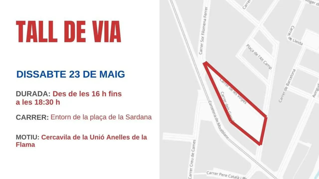  Tall de via dem&agrave; al voltant de la pla&ccedil;a de la Sardana amb afectaci&oacute; a diversos carrers propers &mdash; Imagen de la Fuente 
