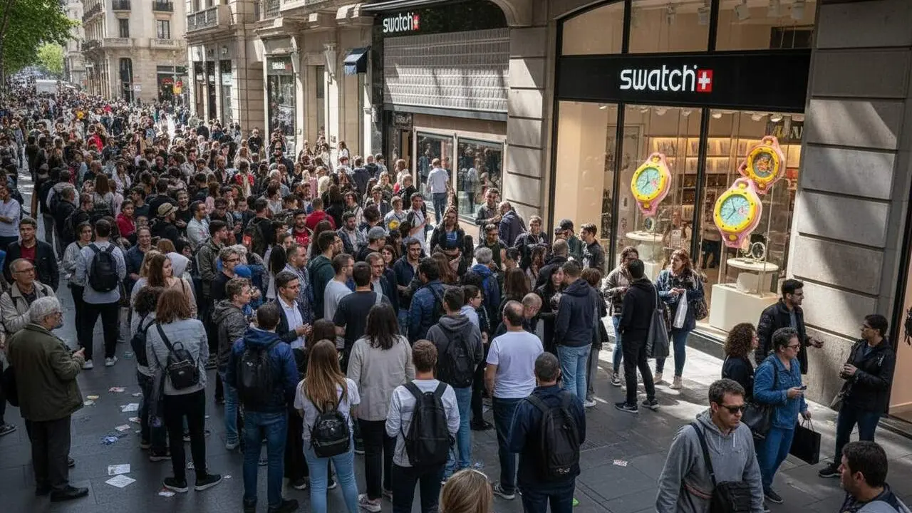 Swatch demana calma despr&eacute;s del caos pel llan&ccedil;ament conjunt amb Audemars Piguet a Barcelona &mdash; Imagen generada por IA