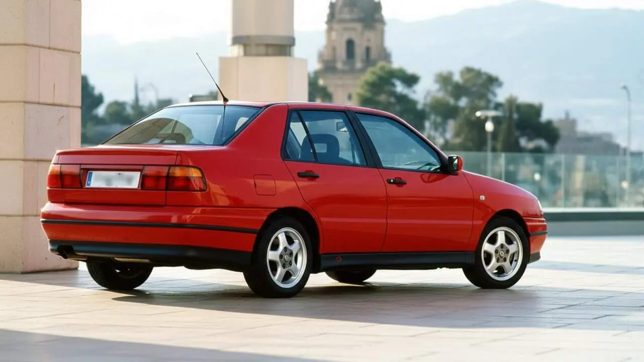  Seat Toledo 35 anys celebrant la berlina emblem&agrave;tica de SEAT amb disseny de Giugiaro presentada el 1991 al Sal&oacute; de Barcelona &mdash; Imagen generada por IA 