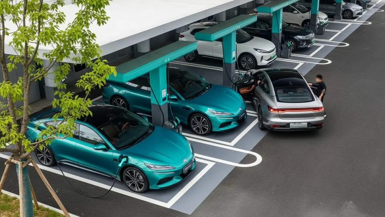Estaci&oacute; de c&agrave;rrega de 1 MW als Estats Units amb vehicles europeus preparats per aprofitar la pot&egrave;ncia m&agrave;xima &mdash; Imagen generada por IA