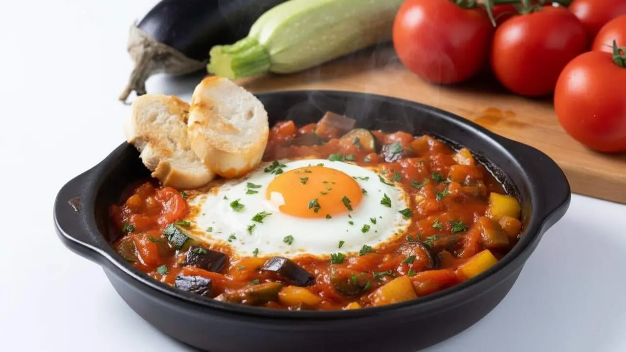 Pisto manchego casol&agrave; amb verdures fresques i sabor tradicional que fascina la gastronomia mediterr&agrave;nia &mdash; Imagen generada por IA