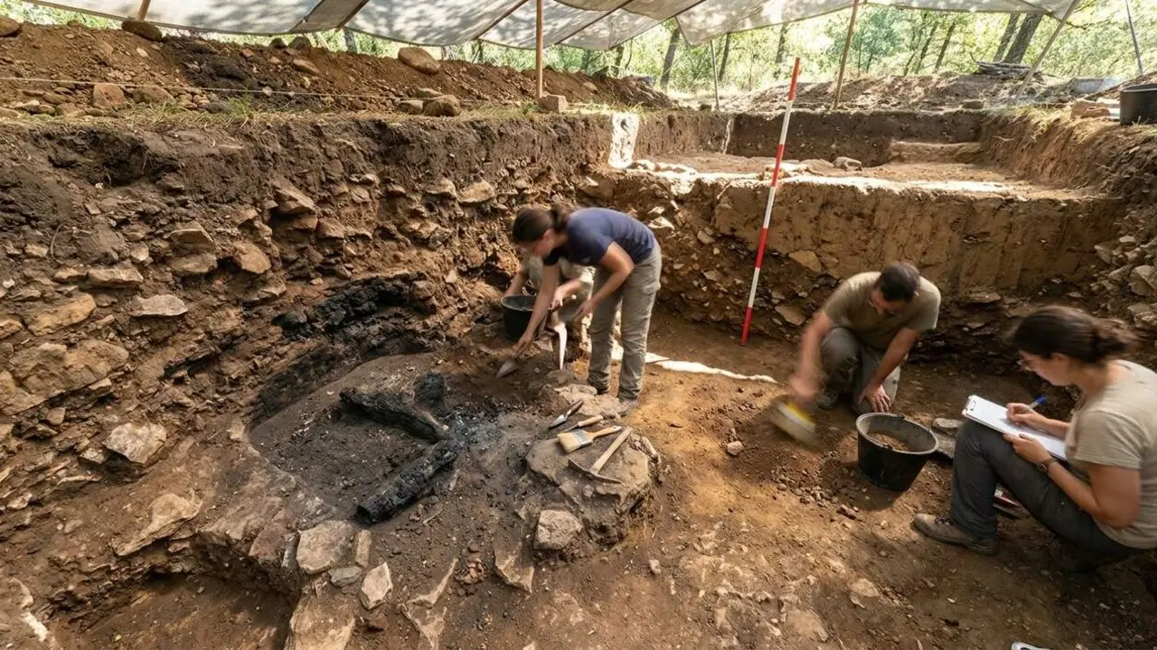 Restes arqueol&ograve;giques de fogars de fa 15.000 anys descobertes a Vimbod&iacute; i Poblet en excavacions hist&ograve;riques &mdash; Imagen generada por IA