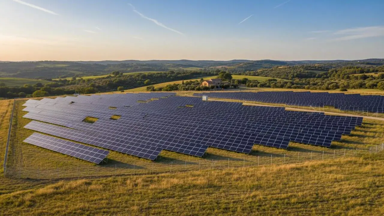  Tres centrals solars a Puigdelf&iacute; amb 12.750 panells fotovoltaics per generar energia renovable eficient &mdash; Imagen generada por IA 