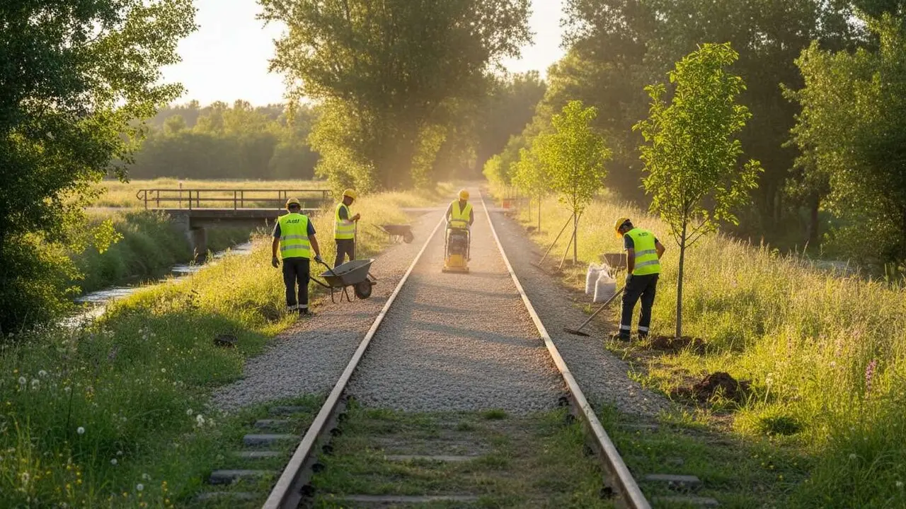 Vista panor&agrave;mica del ple de Cambrils debatent i aprovant el contracte per la via verda del tren antic &mdash; Imagen generada por IA