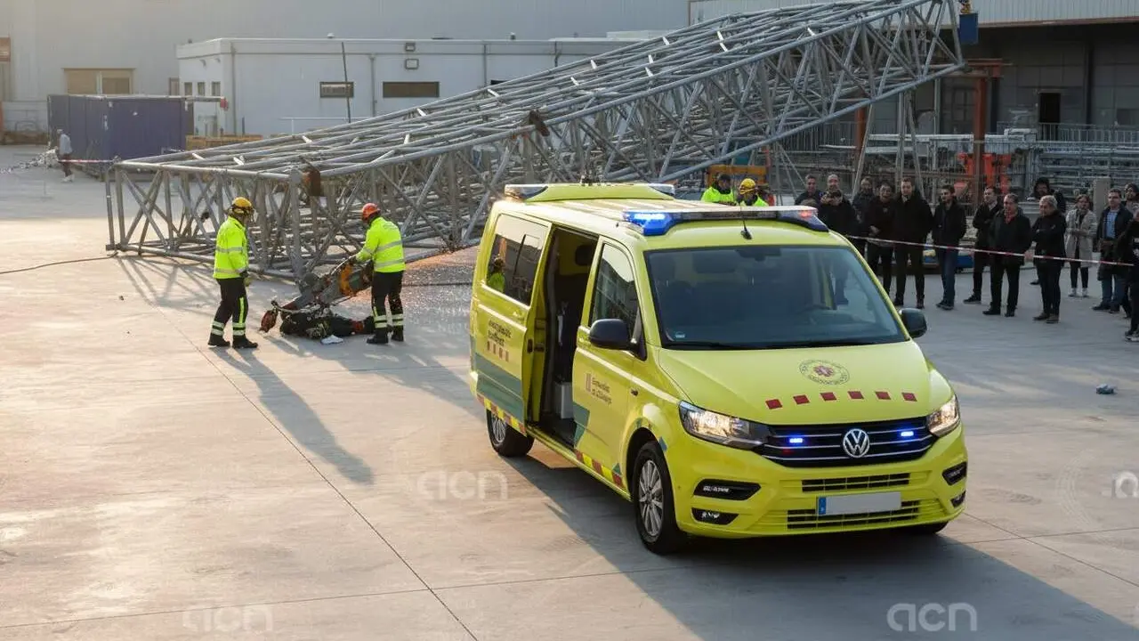  Operari de 53 anys mor atrapat sota una estructura met&agrave;l&middot;lica a Roquetes en un greu accident laboral &mdash; Imagen generada por IA 