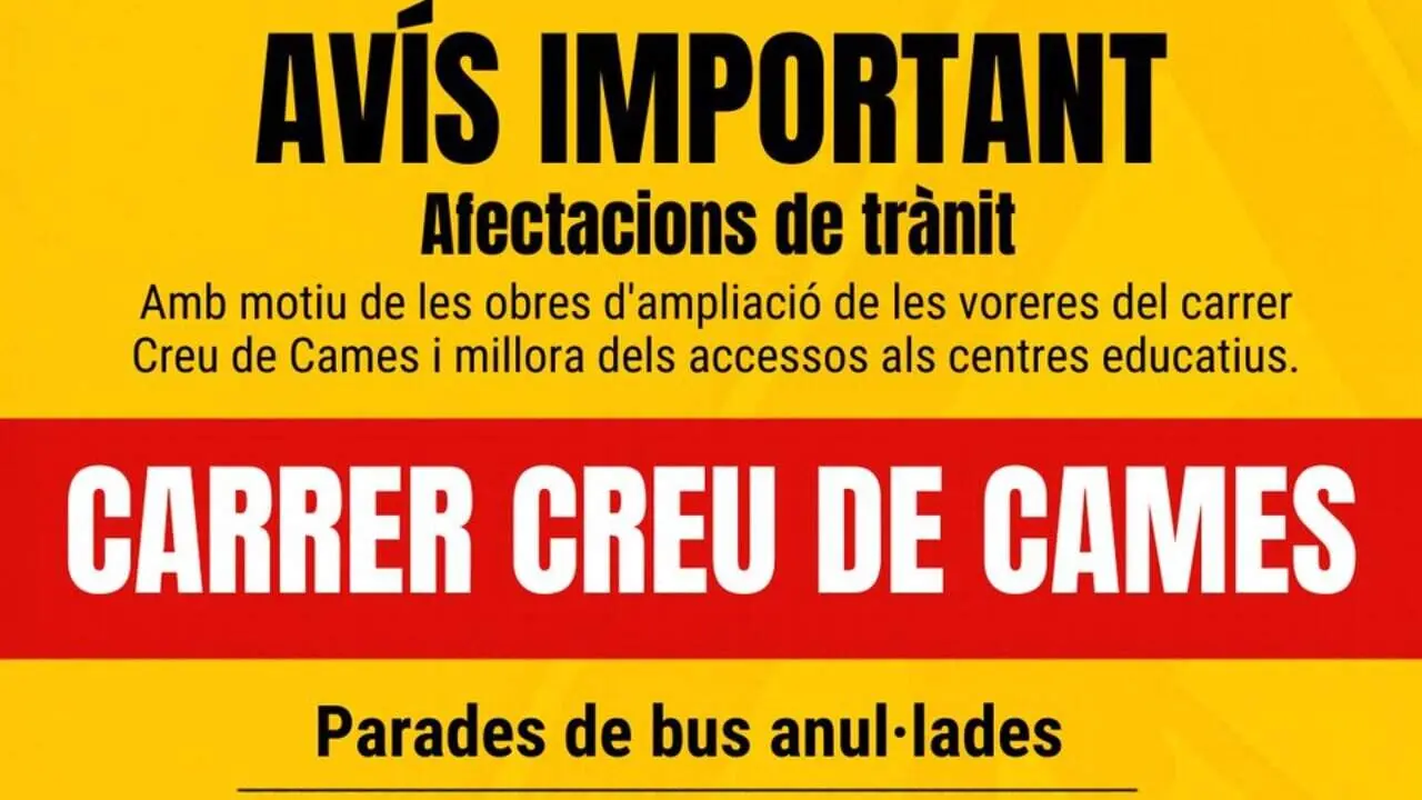  Obres al carrer Creu de Cames amb anul&middot;laci&oacute; de parades d&rsquo;autob&uacute;s a Alt Camp, Fraternal, Pere Catal&agrave; i Pic i Montblanc &mdash; Imagen de la Fuente 