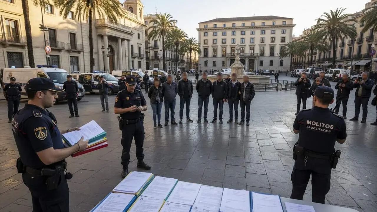  Detenci&oacute; de 8 persones i 45 den&uacute;ncies imposades pels Mossos al Camp de Tarragona en operatiu policial recent &mdash; Imagen generada por IA 