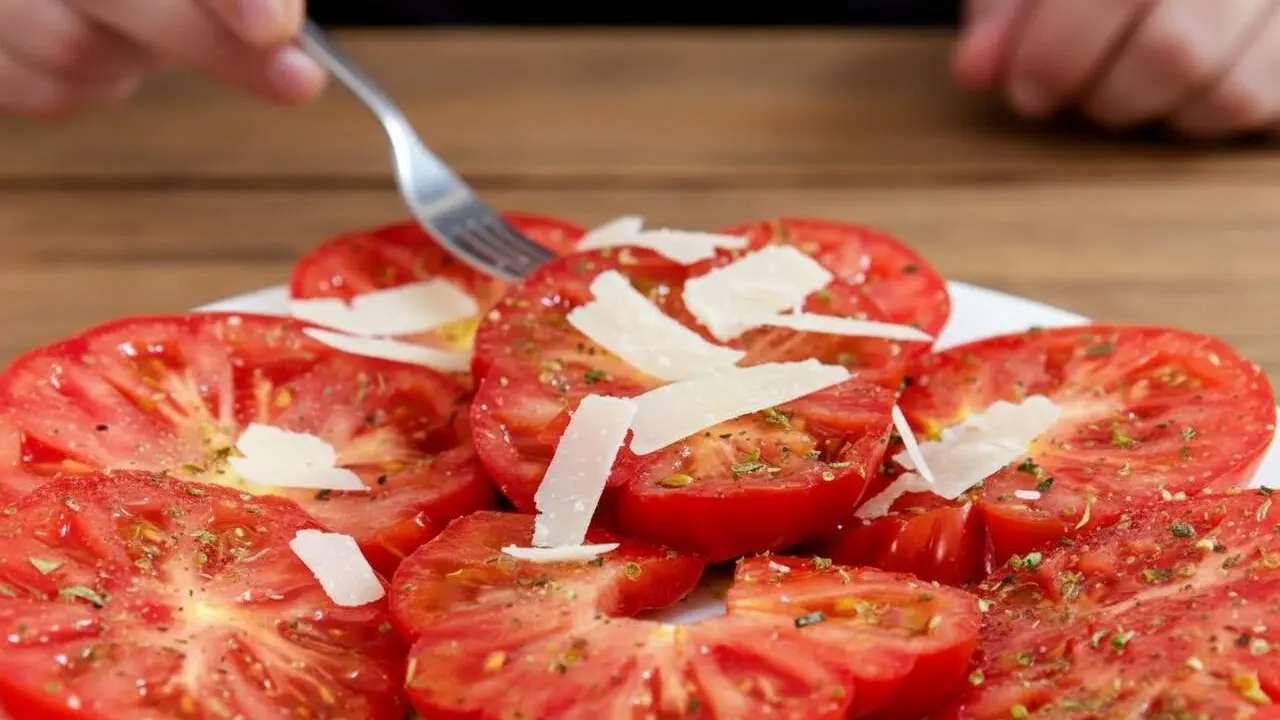  Tom&agrave;quet ali&ntilde;ado amb parmes&agrave; fresc i recepta definitiva per a un gust intens i delici&oacute;s &mdash; Imagen generada por IA 