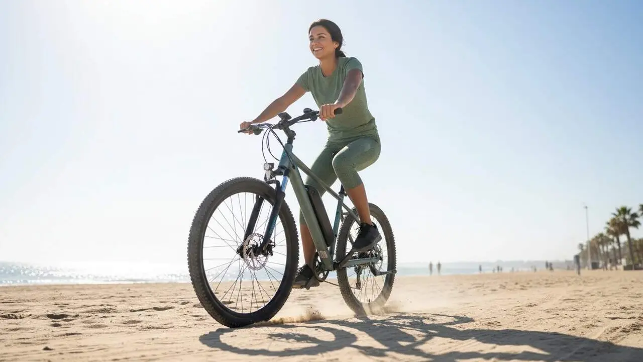  Bicicleta el&egrave;ctrica barata amb autonomia de fins a 55 km ideal per moure&rsquo;s c&ograve;modament per la ciutat sense esfor&ccedil; &mdash; Imagen generada por IA 