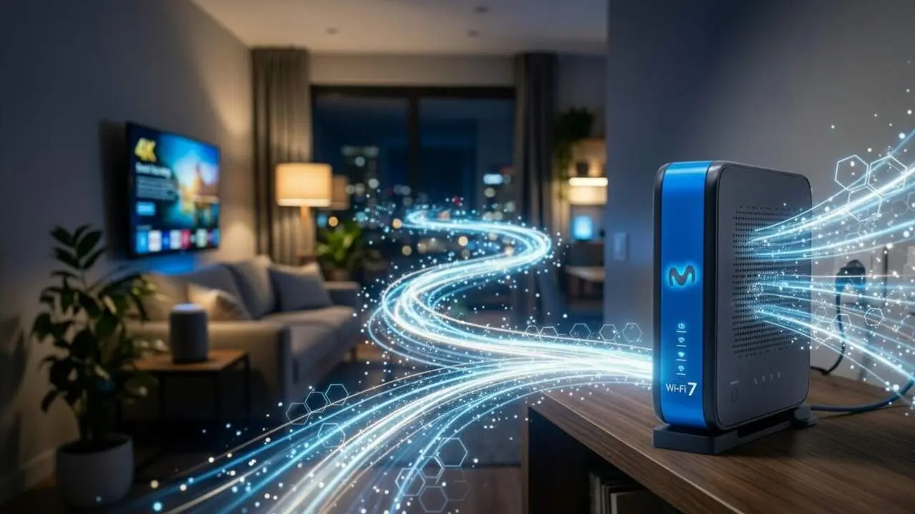  Router WiFi 7 de Movistar amb model avan&ccedil;at i nou nom per a connexions ultrar&agrave;pides a internet &mdash; Imagen generada por IA 