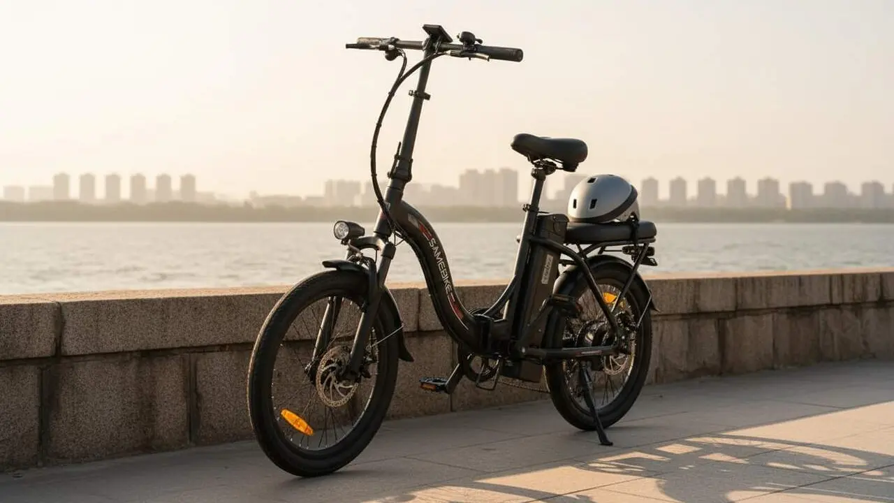  Bicicleta el&egrave;ctrica plegable de Decathlon amb velocitat de 25 km/h ideal per a despla&ccedil;aments urbanes r&agrave;pids i c&ograve;modes &mdash; Imagen generada por IA 
