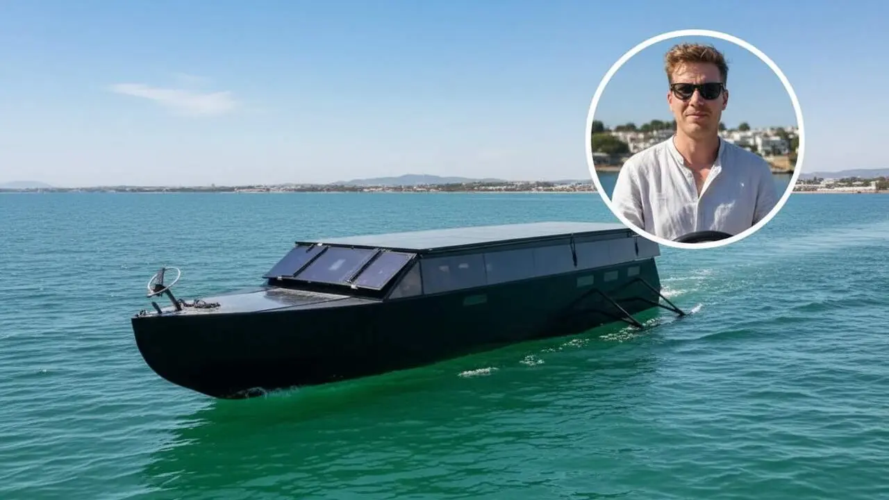 Un iot solar constru&iuml;t a Finl&agrave;ndia navega 5.700 km sense repostar fins a Eivissa demostrant viatge sostenible i innovador &mdash; Imagen generada por IA