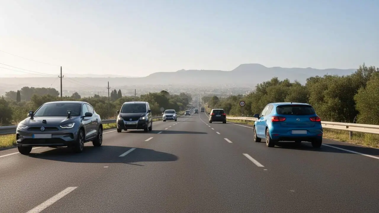 Cotxes nous a Espanya amb sistemes obligatoris de seguretat per a la frenada autom&agrave;tica i atenci&oacute; del conductor a partir del 7 de juliol &mdash; Imagen generada por IA