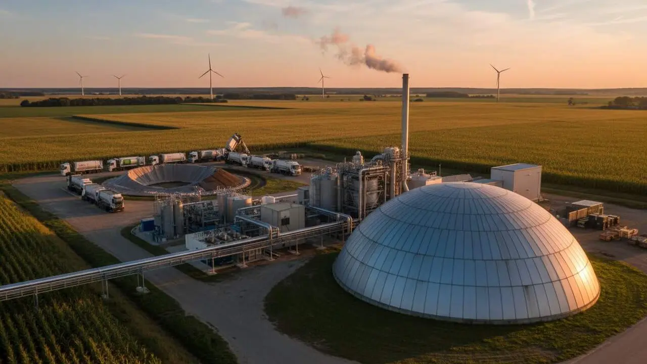 Planta de biog&agrave;s a Campred&oacute; produint 93 GW/h de gas renovable per a un futur sostenible i ecol&ograve;gic &mdash; Imagen generada por IA