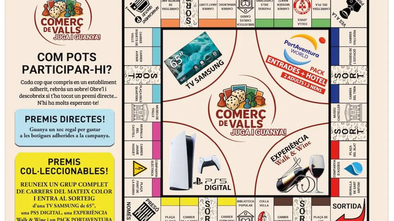  Participa al concurs 'Juga i guanya' a Valls amb premis com Smart TV, PS5 i viatges familiars fins al 31 de juliol comprant a botigues locals &mdash; Imagen de la Fuente 