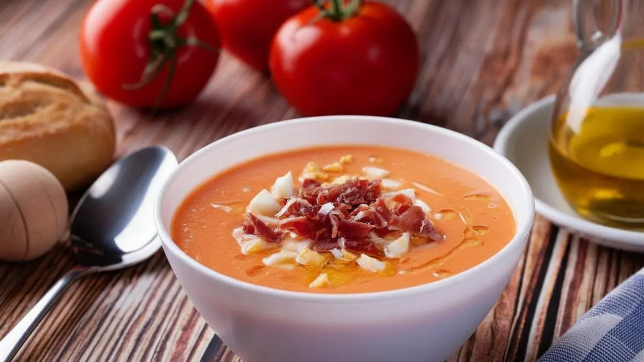 Xefs cordovesos revelen que el salmorejo tradicional nom&eacute;s porta tom&agrave;quet i pa sense afegir aigua ni altres ingredients &mdash; Imagen generada por IA