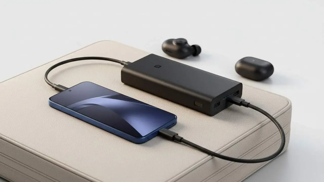  Bateria externa Xiaomi Power Bank 20000 mAh amb c&agrave;rrega r&agrave;pida, triple port i protecci&oacute; multicapa per a viatges segurs &mdash; Imagen generada por IA 