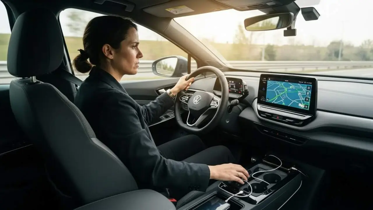  Android Auto 17.2 disponible amb novetats importants per als usuaris que connecten el m&ograve;bil amb cable USB &mdash; Imagen generada por IA 