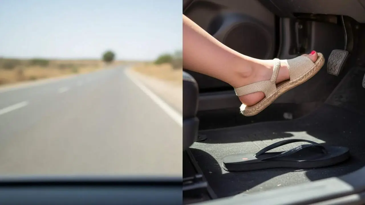  Conducta segura en carretera: la Gu&agrave;rdia Civil explica quan multen per conduir amb xancletes a l&rsquo;estiu &mdash; Imagen generada por IA 