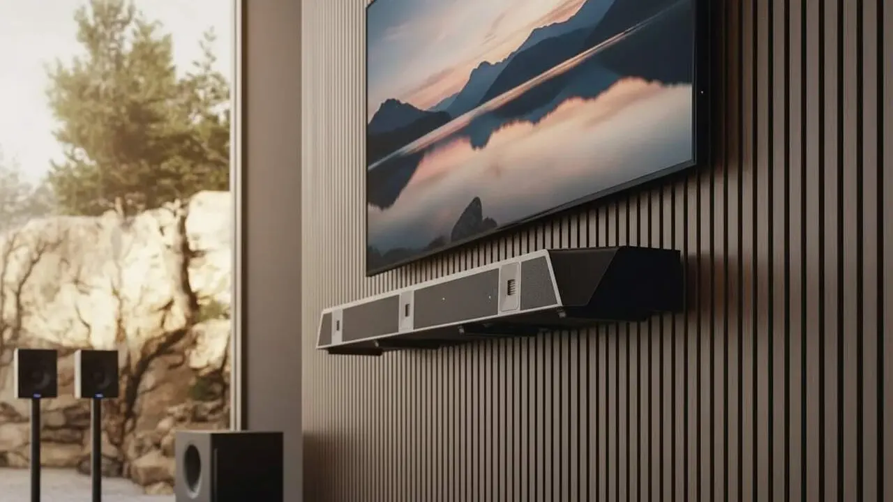 Nakamichi Dragon barra de so ultra potent amb 1146 canals i 31 altaveus per a experi&egrave;ncia auditiva immersiva &mdash; Imagen generada por IA