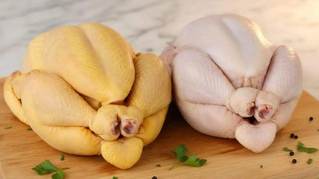  Pollastre amb pell groga i blanca amb consells d'experts per escollir la millor qualitat gastron&ograve;mica natural &mdash; Imagen generada por IA 