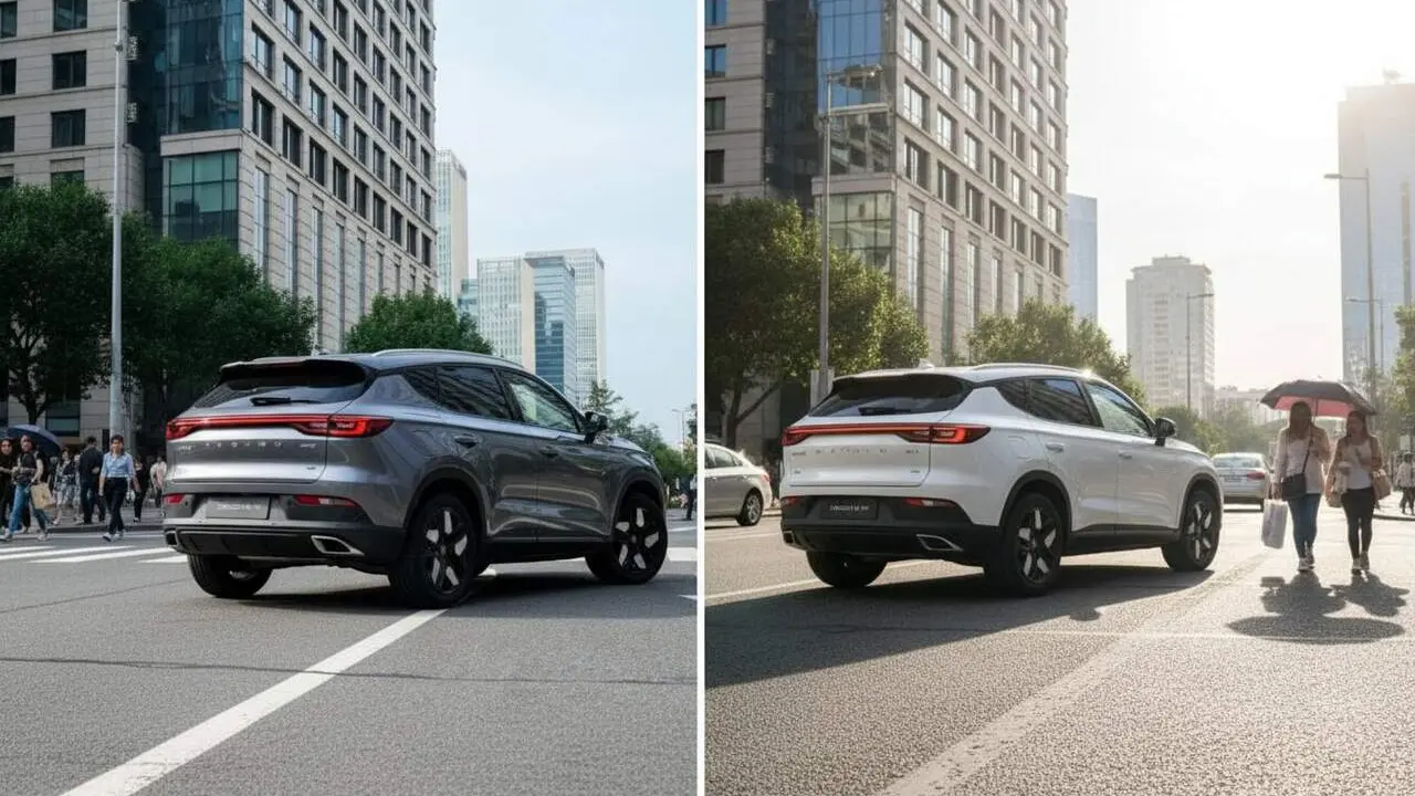  Dos SUV h&iacute;brids accessibles per menys de 24.000 euros comparant Ebro S400 i Omoda 5 amb detalls de preu i capacitat de maleter &mdash; Imagen generada por IA 