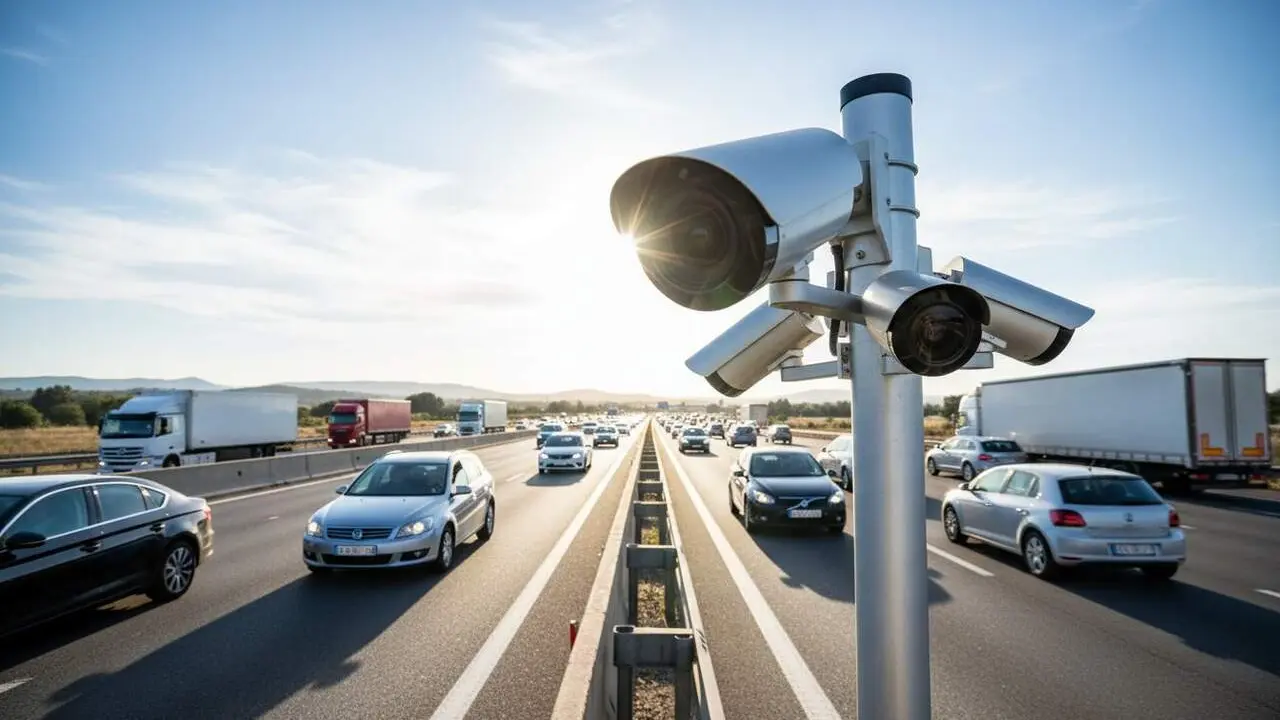  C&agrave;meres amb intel&middot;lig&egrave;ncia artificial a l&rsquo;AP-7 i l&rsquo;A-2 per detectar &uacute;s indegut del m&ograve;bil i cintur&oacute; de seguretat &mdash; Imagen generada por IA 
