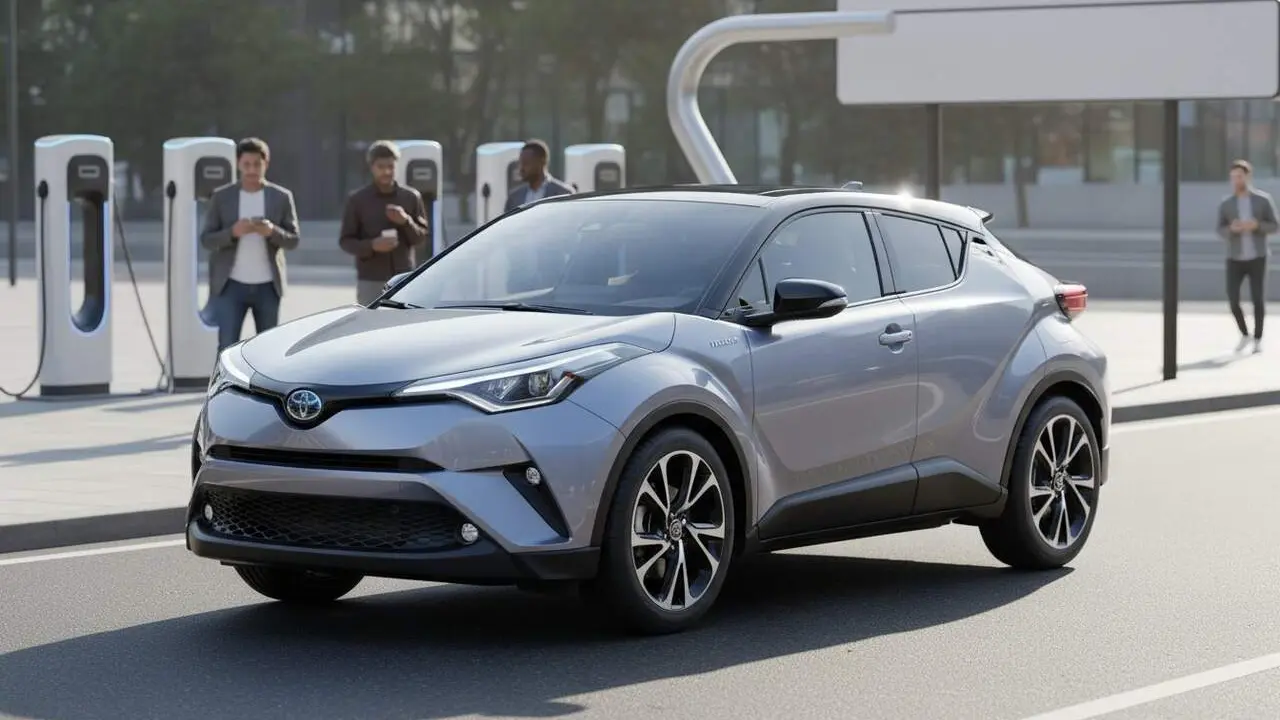  Primer pla del Toyota C-HR h&iacute;brid de versi&oacute; d&rsquo;entrada amb disseny modern i tecnologia avan&ccedil;ada per a 2026 &mdash; Imagen generada por IA 