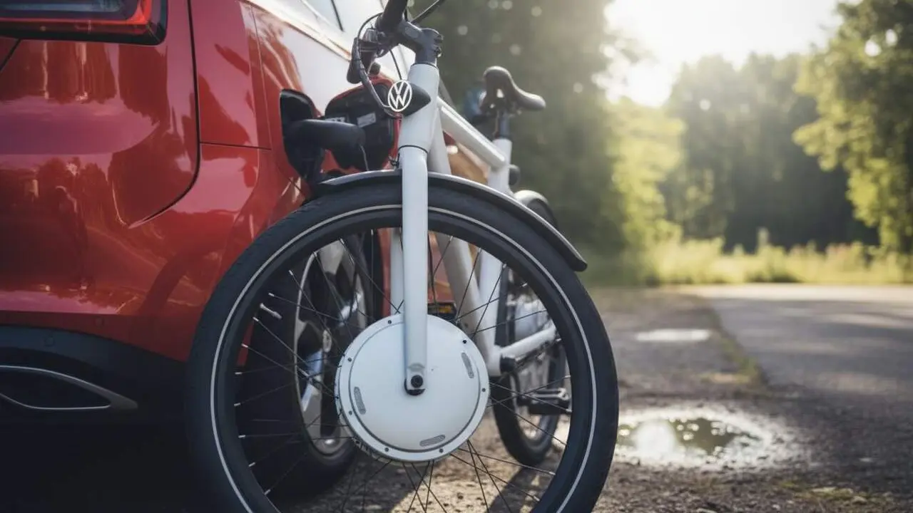  Bicicleta el&egrave;ctrica Volkswagen amb tecnologia avan&ccedil;ada que revoluciona la seguretat i el rendiment en mobilitat urbana &mdash; Imagen generada por IA 