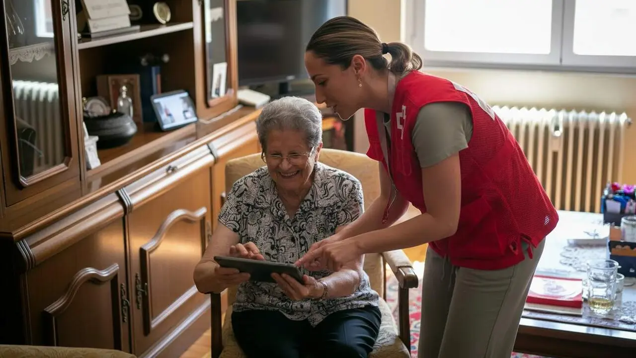  Assistents de veu en persones grans per combatre la soledat no desitjada amb suport t&egrave;cnic especialitzat a domicili &mdash; Imagen generada por IA 