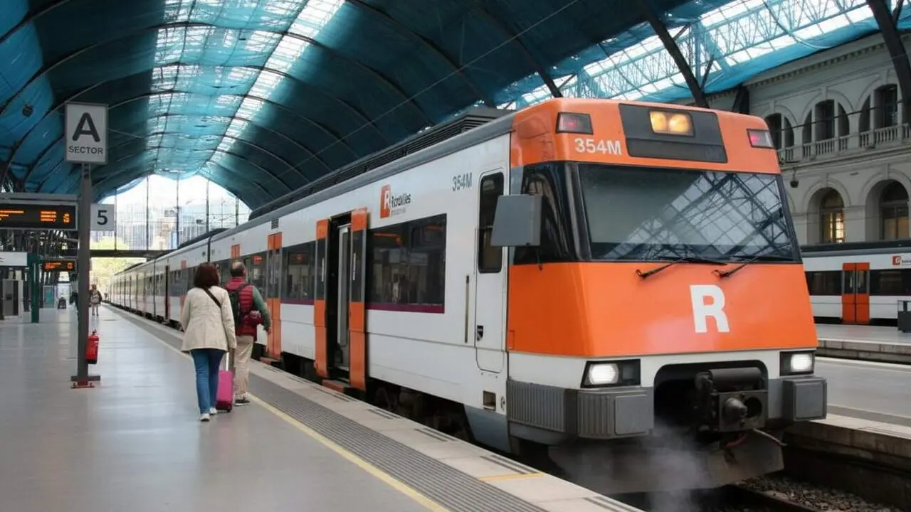  Interf&iacute;cie moderna de la nova app de Rodalies amb mapes interactius i consultes de trens en temps real al m&ograve;bil &mdash; Imagen generada por IA 