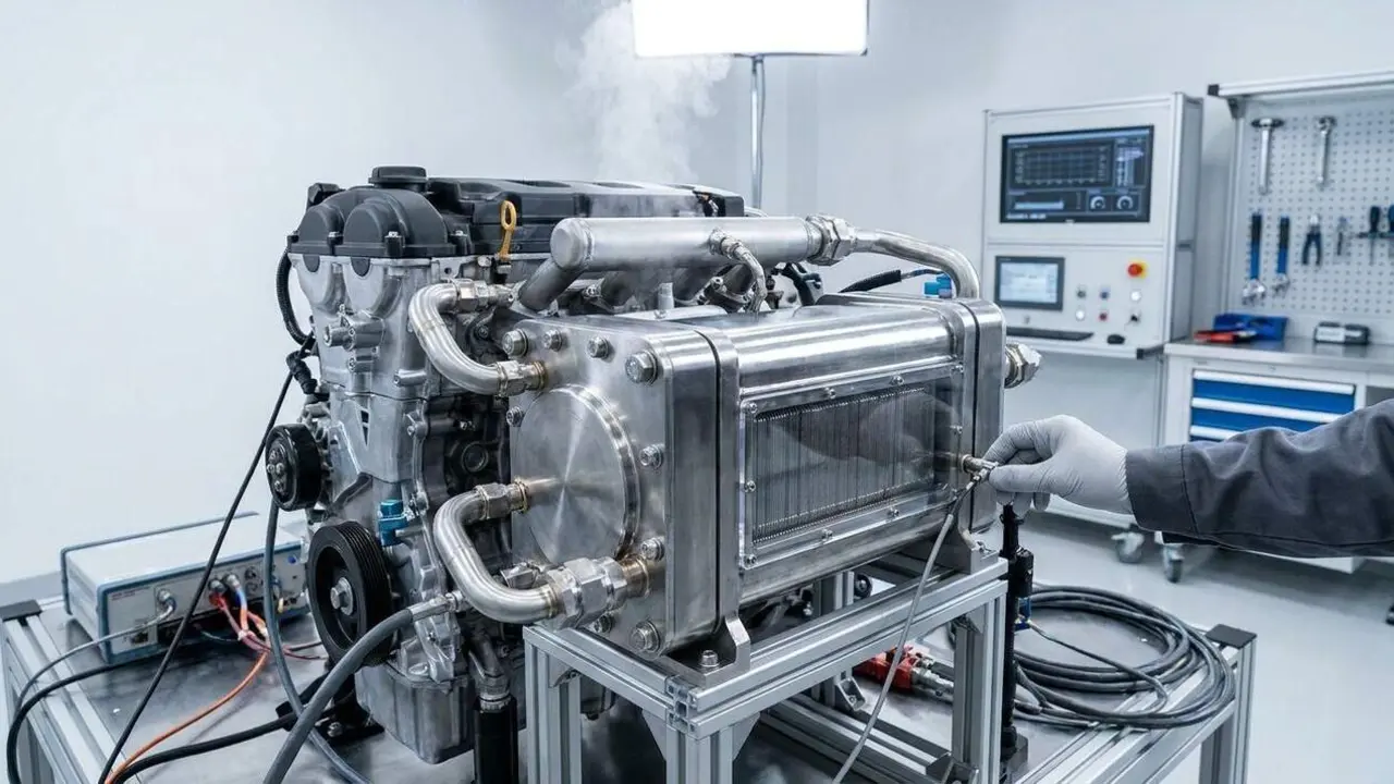 Motor d&rsquo;hidrogen de Toyota per a vehicles sostenibles amb energia neta i futur ecol&ograve;gic previst pel 2026 &mdash; Imagen generada por IA