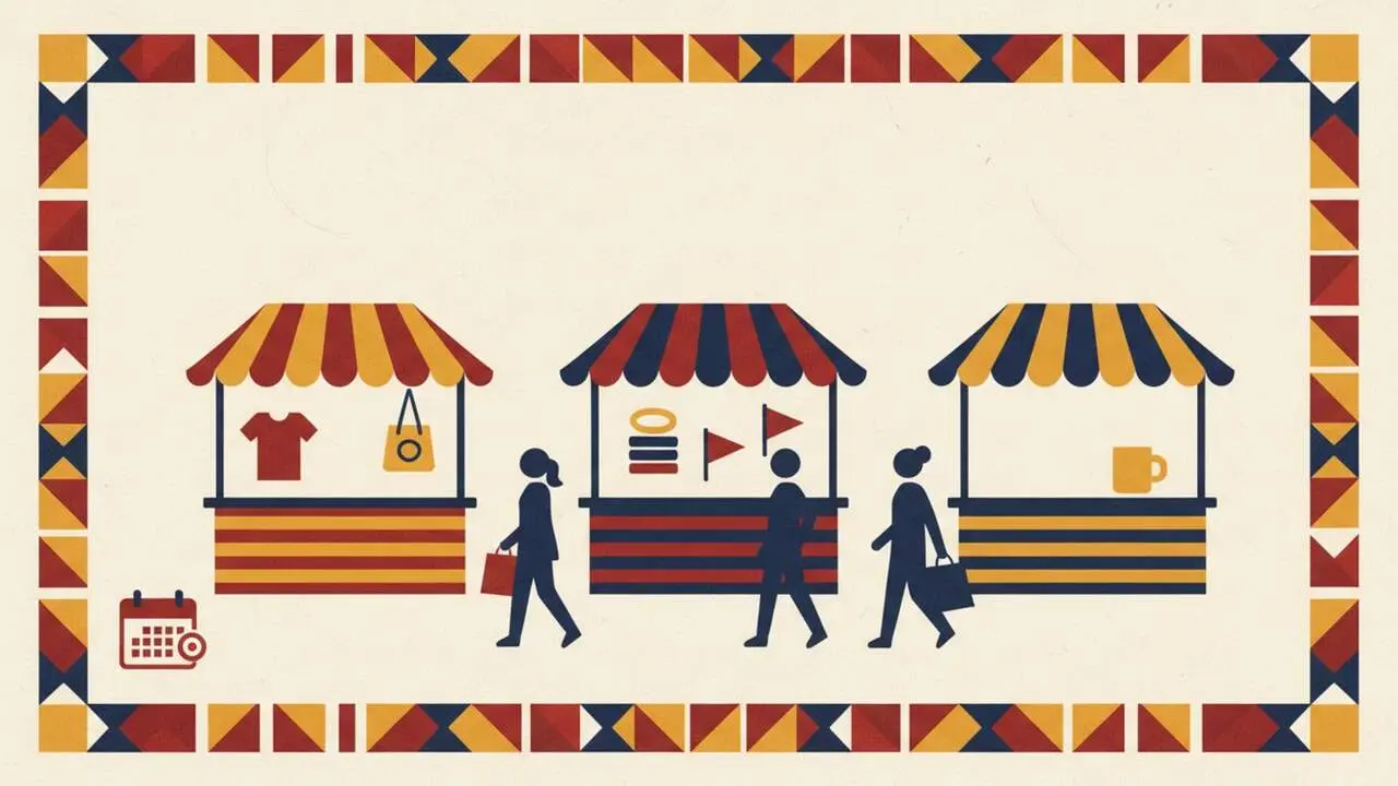 Imatge dels Mercats Festius de Santa Tecla 2026 a Tarragona amb parades de productes i ambient festiu entre el 24 d&rsquo;agost i el 10 de setembre &mdash; Imagen generada por IA