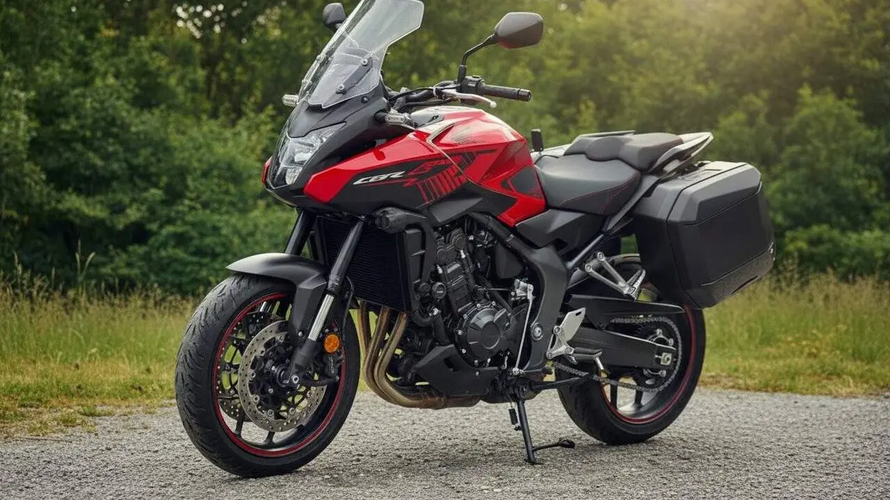 Honda CB1000GT 2024 detallada en primer pla amb disseny esportiu i tecnologia avan&ccedil;ada per a motos d&rsquo;&uacute;ltima generaci&oacute; &mdash; Imagen generada por IA