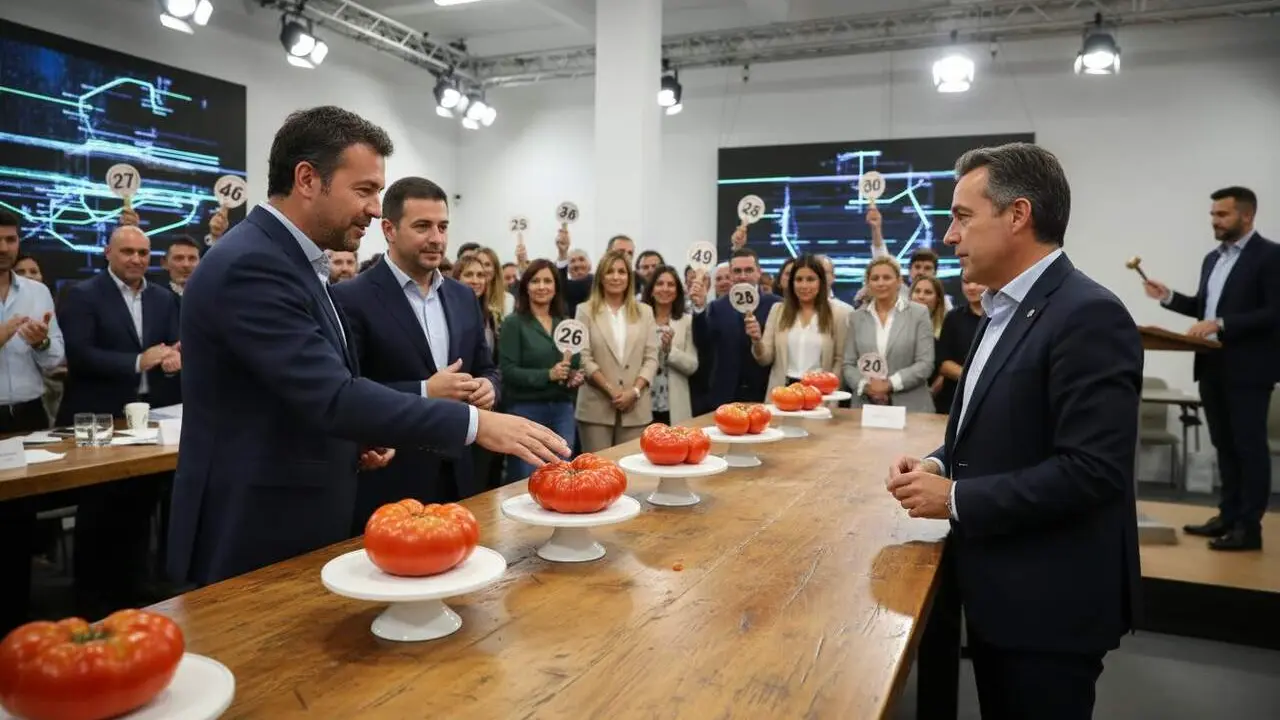  Tom&agrave;quet huevo de toro bat r&egrave;cords a Co&iacute;n amb subhasta solid&agrave;ria de 20.000 euros intensa i emotiva - Imagen generada por IA 