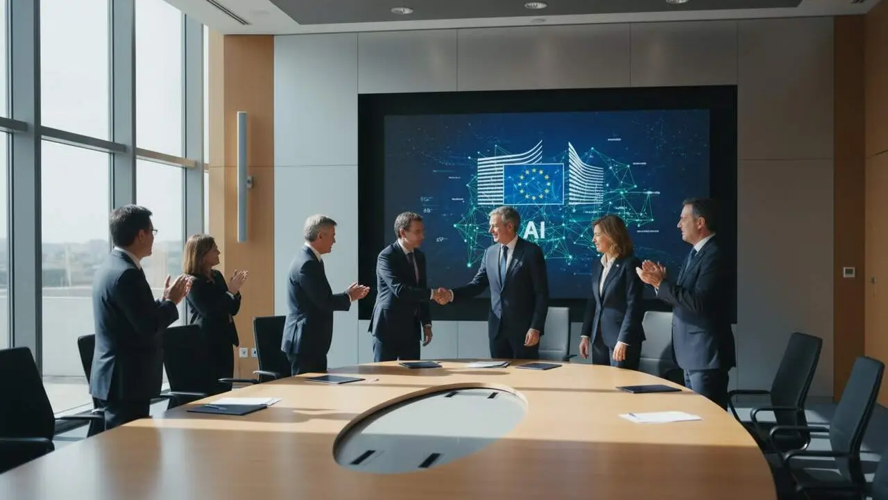  Brussel-les aprova la uni&oacute; d'ACS, Telef&oacute;nica i Santander per crear la gigafactoria d'intel-lig&egrave;ncia artificial a M&oacute;ra la Nova - Imagen generada por IA 