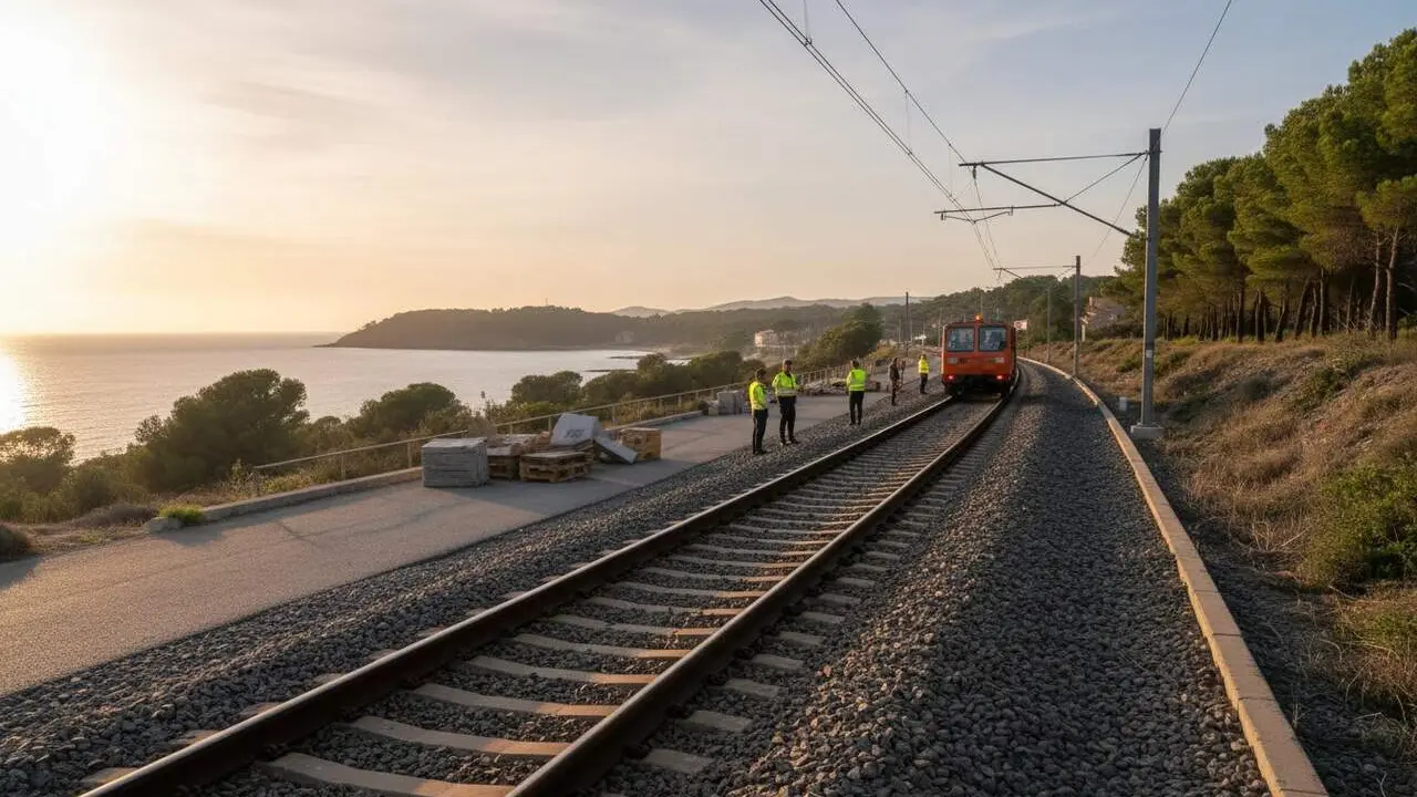  Tallat temporal de la circulaci&oacute; ferrovi&agrave;ria entre Sant Vicen&ccedil; de Calders i Roda de Ber&agrave; per objectes grans a les vies - Imagen generada por IA 