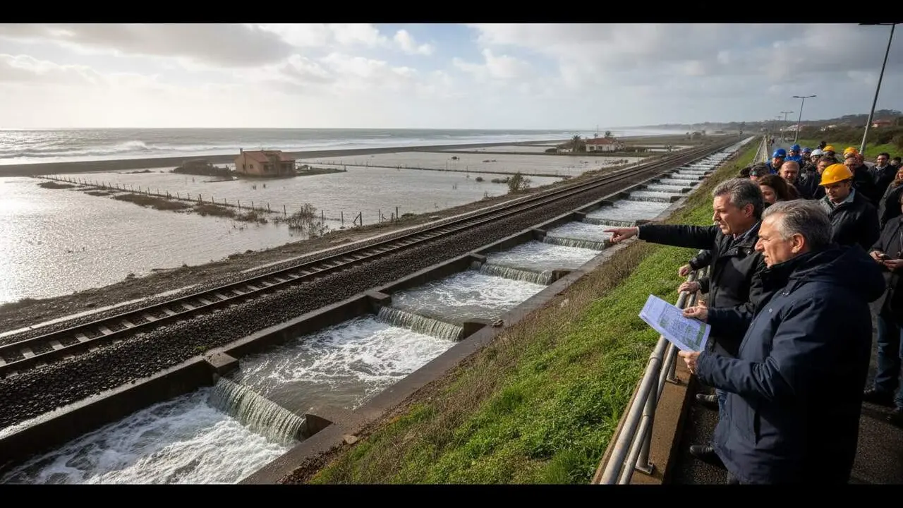  Roda de Ber&agrave; i el Vendrell reclamen mesures per fer m&eacute;s permeable la via del tren i evitar inundacions estructurals - Imagen generada por IA 