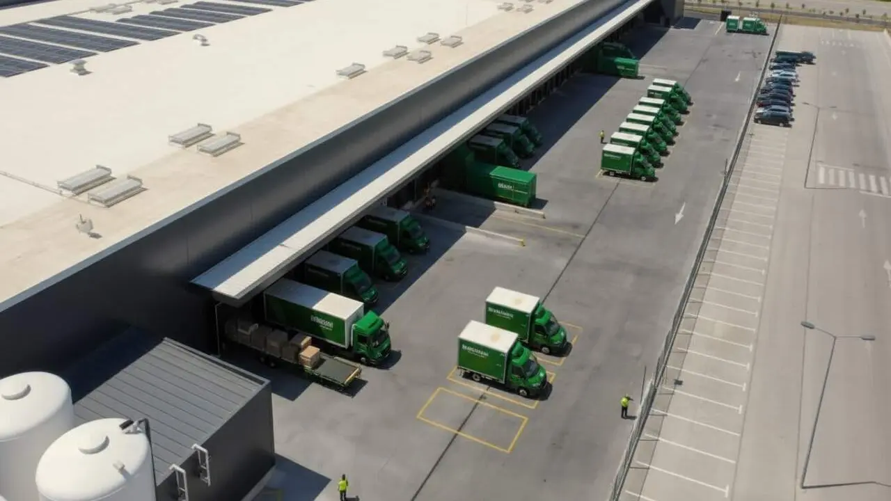 Magatzem semiautomatitzat de Mercadona amb 70 robots que gestionen m&eacute;s de 500 comandes di&agrave;ries eficientment &mdash; Imagen generada por IA