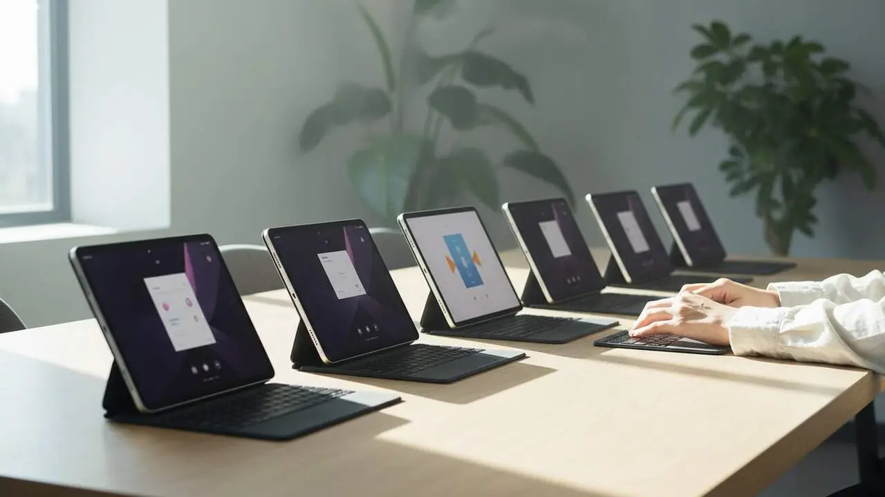  Set tablets lleugeres amb teclat integrat ideals per substituir el port&agrave;til a casa i facilitar el treball diari - Imagen generada por IA 