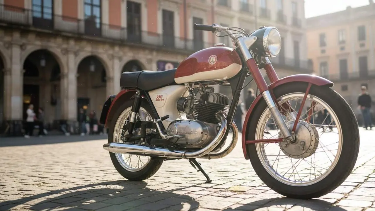 Tres bitllets amb motos espanyoles ic&ograve;niques Montesa Impala, Derbi Antorcha i Bultaco Metralla per a la Uni&oacute; Europea &mdash; Imagen generada por IA