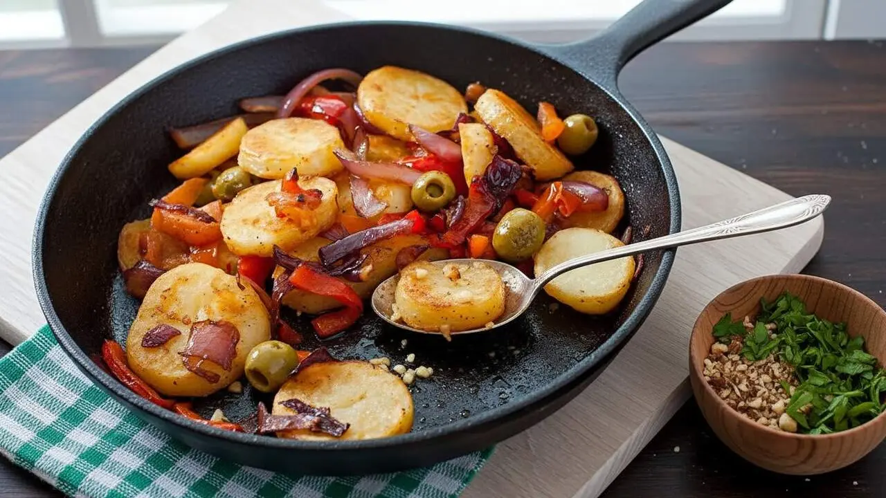  Patates al all cruixents amb aroma d'avellanes torrades, com&iacute; i pebre dol&ccedil; inspirades en la cuina tradicional catalana - Imagen generada por IA 